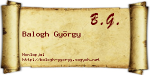 Balogh György névjegykártya