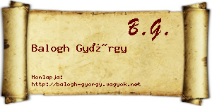 Balogh György névjegykártya